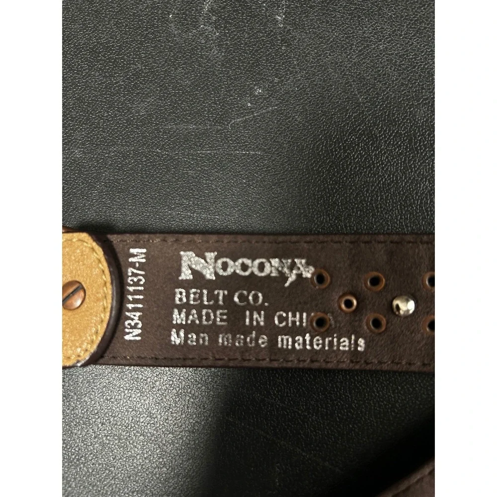 Nocona Womens Brown Western Belt Medium Studded Turquoise‎ Floral Buckle